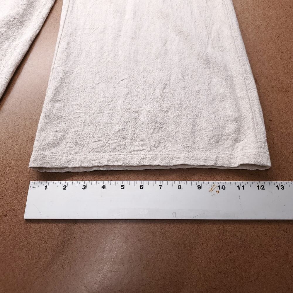 Hem & Thread Pant Jumpsuit Women M Beige Linen Blend Crossover Straps Boho 70s - Picture 9 of 12